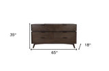 65" Acacia Solid Wood Six Drawer Double Dresser - Homeroots - Flyclothing LLC