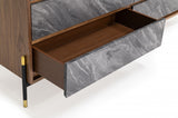 63" Walnut And Grey Faux Marble Wood Six Drawer Double Dresser - Homeroots - Flyclothing LLC