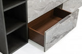 63" Grey Faux Marble and Black Wood Six Drawer Double Dresser - Homeroots - Flyclothing LLC