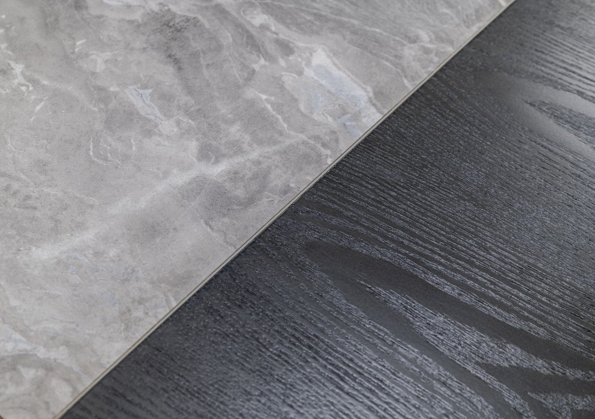 63" Grey Faux Marble and Black Wood Six Drawer Double Dresser - Homeroots - Flyclothing LLC