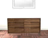 60" Walnut Manufactured Wood Six Drawer Double Dresser - Homeroots