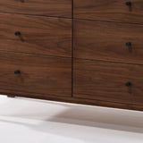51" Walnut Solid Wood Six Drawer Double Dresser - Homeroots