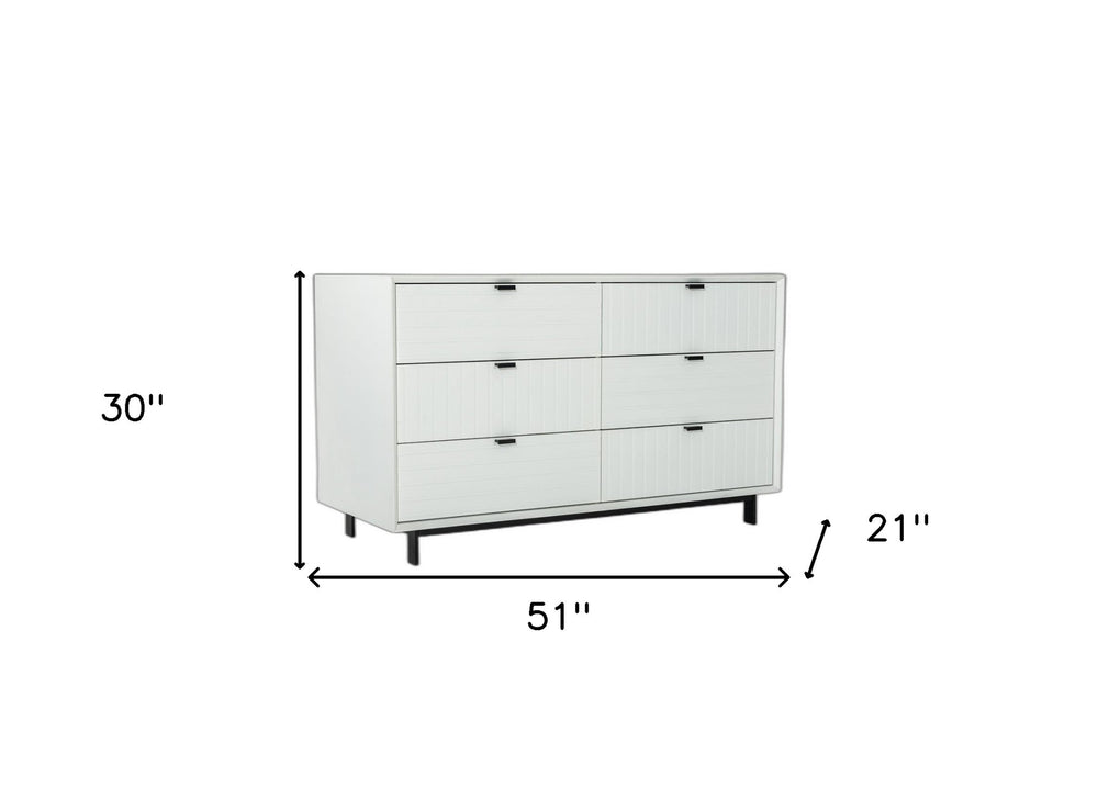 51" White Manufactured Wood Six Drawer Double Dresser - Homeroots - Flyclothing LLC
