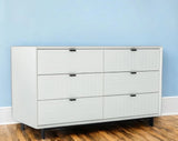 51" White Manufactured Wood Six Drawer Double Dresser - Homeroots