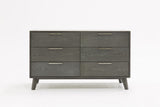 51" Grey Wash Solid Wood Six Drawer Double Dresser - Homeroots - Flyclothing LLC