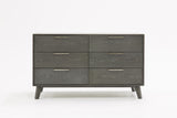 51" Grey Wash Solid Wood Six Drawer Double Dresser - Homeroots