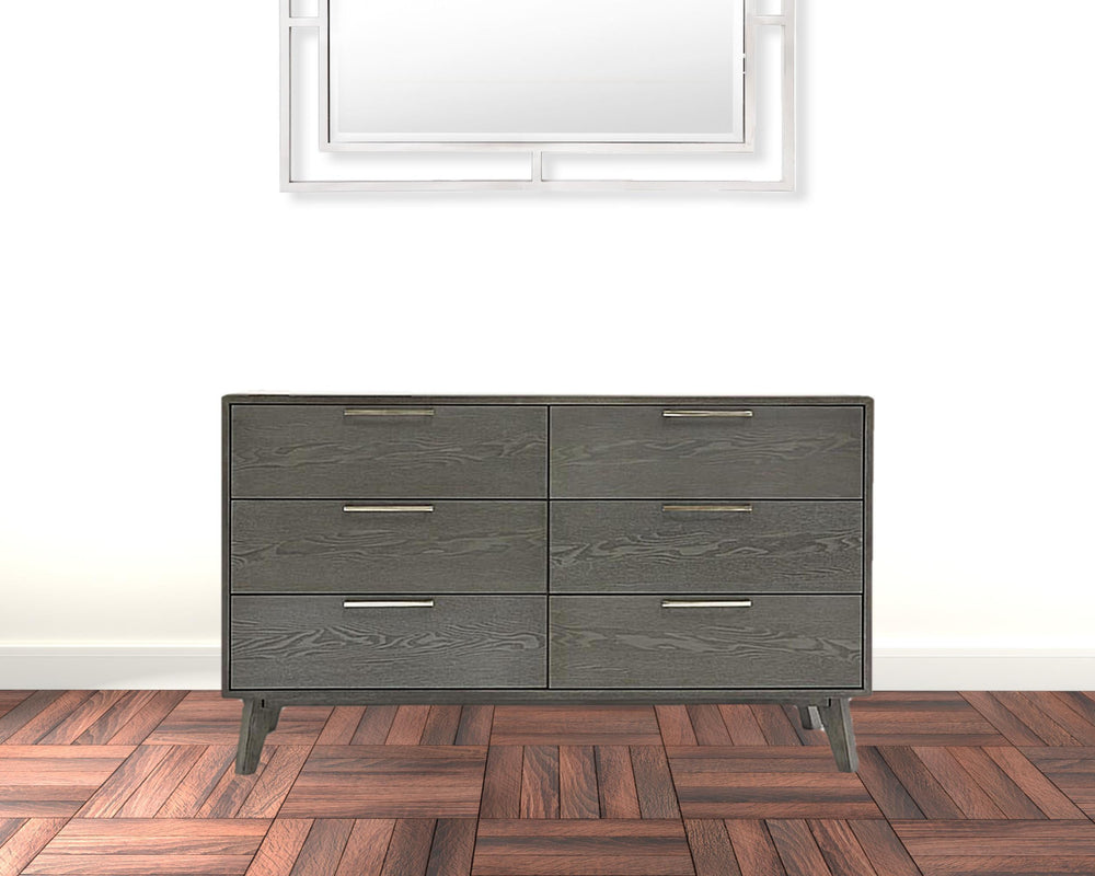 51" Grey Wash Solid Wood Six Drawer Double Dresser - Homeroots - Flyclothing LLC
