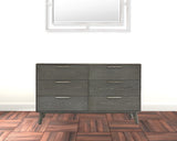 51" Grey Wash Solid Wood Six Drawer Double Dresser - Homeroots