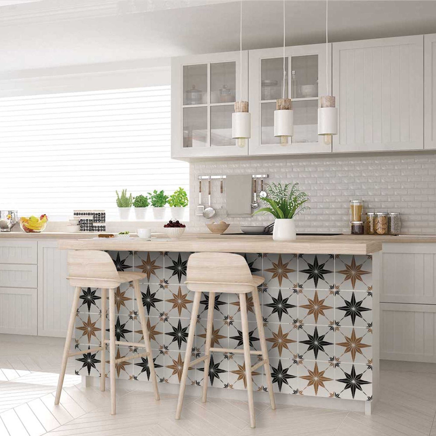 4" x 4" Black and White Mono Cross Peel and Stick Tiles - Homeroots - Flyclothing LLC