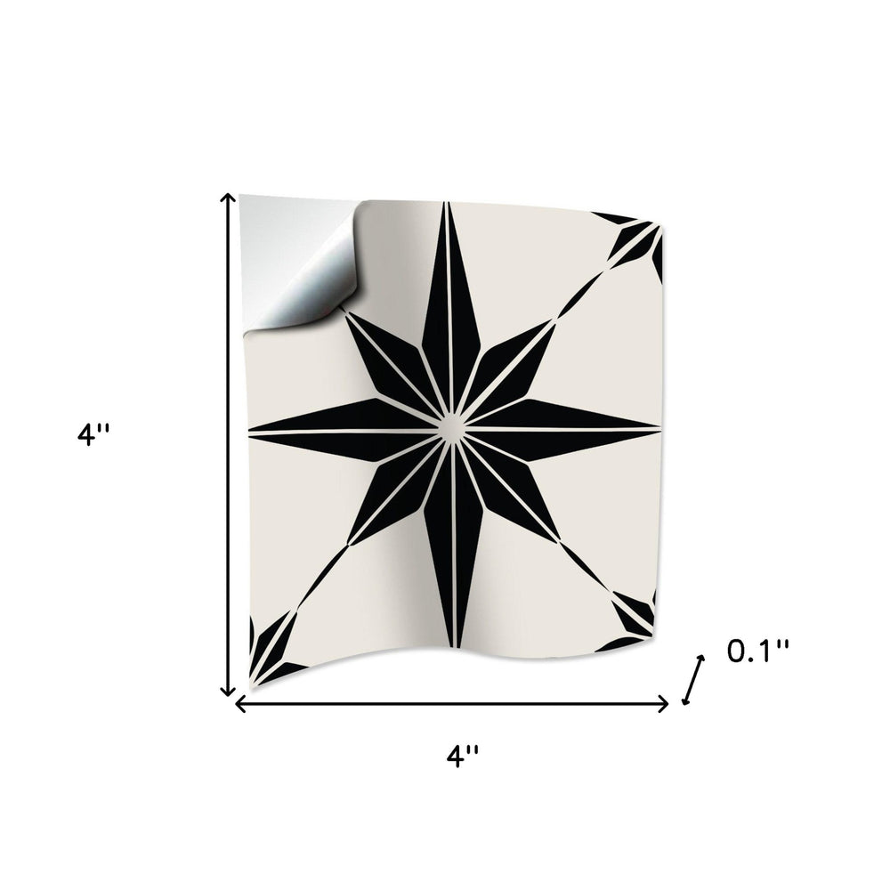 4" x 4" Black and White Mono Cross Peel and Stick Tiles - Homeroots - Flyclothing LLC