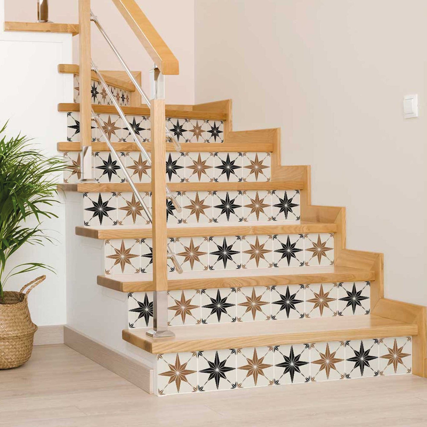 7" x 7" Black and White Mono Cross Peel and Stick Tiles - Homeroots - Flyclothing LLC