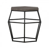Modern Gray Concrete and Black Metal Hexagonal End Table - Homeroots - Flyclothing LLC
