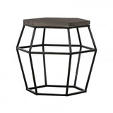 Modern Gray Concrete and Black Metal Hexagonal End Table - Homeroots - Flyclothing LLC