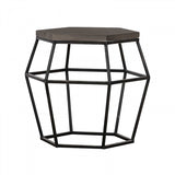 Modern Gray Concrete and Black Metal Hexagonal End Table - Homeroots - Flyclothing LLC
