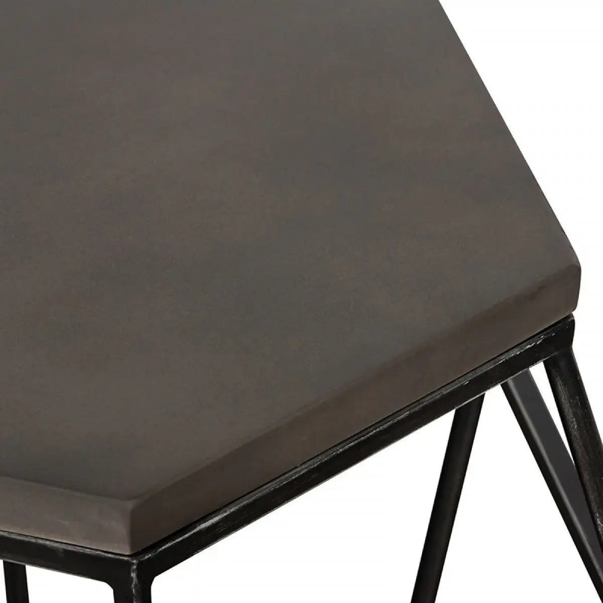Modern Gray Concrete and Black Metal Hexagonal End Table - Homeroots - Flyclothing LLC