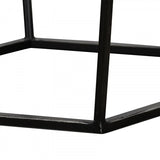 Modern Gray Concrete and Black Metal Hexagonal End Table - Homeroots - Flyclothing LLC