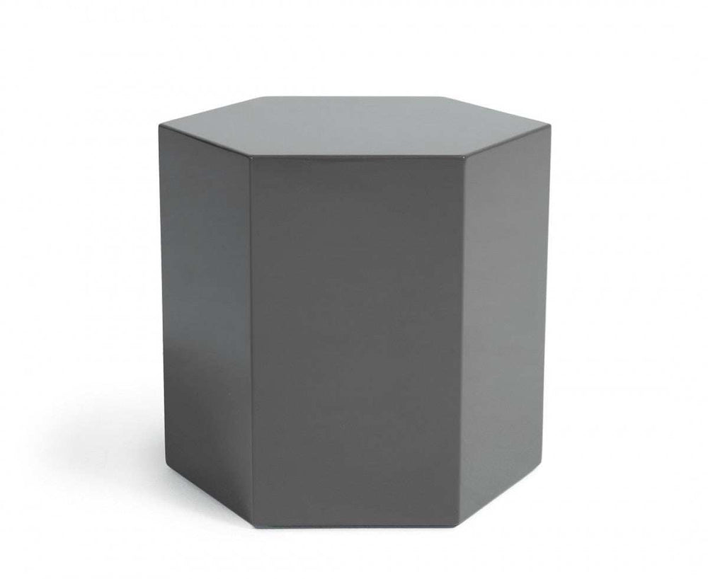 Modern Light Grey High Gloss Hexagonal End Table - Homeroots - Flyclothing LLC