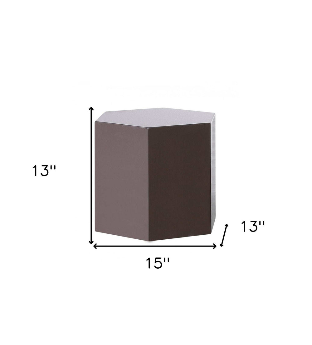 Modern Light Grey High Gloss Hexagonal End Table - Homeroots - Flyclothing LLC