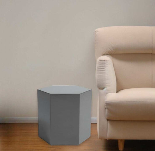 Modern Light Grey High Gloss Hexagonal End Table - Homeroots - Flyclothing LLC