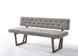 63" Gray and Brown Upholstered Linen Blend Dining Bench - Homeroots - Flyclothing LLC