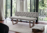 63" Gray and Brown Upholstered Linen Blend Dining Bench - Homeroots - Flyclothing LLC