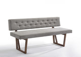 63" Gray and Brown Upholstered Linen Blend Dining Bench - Homeroots