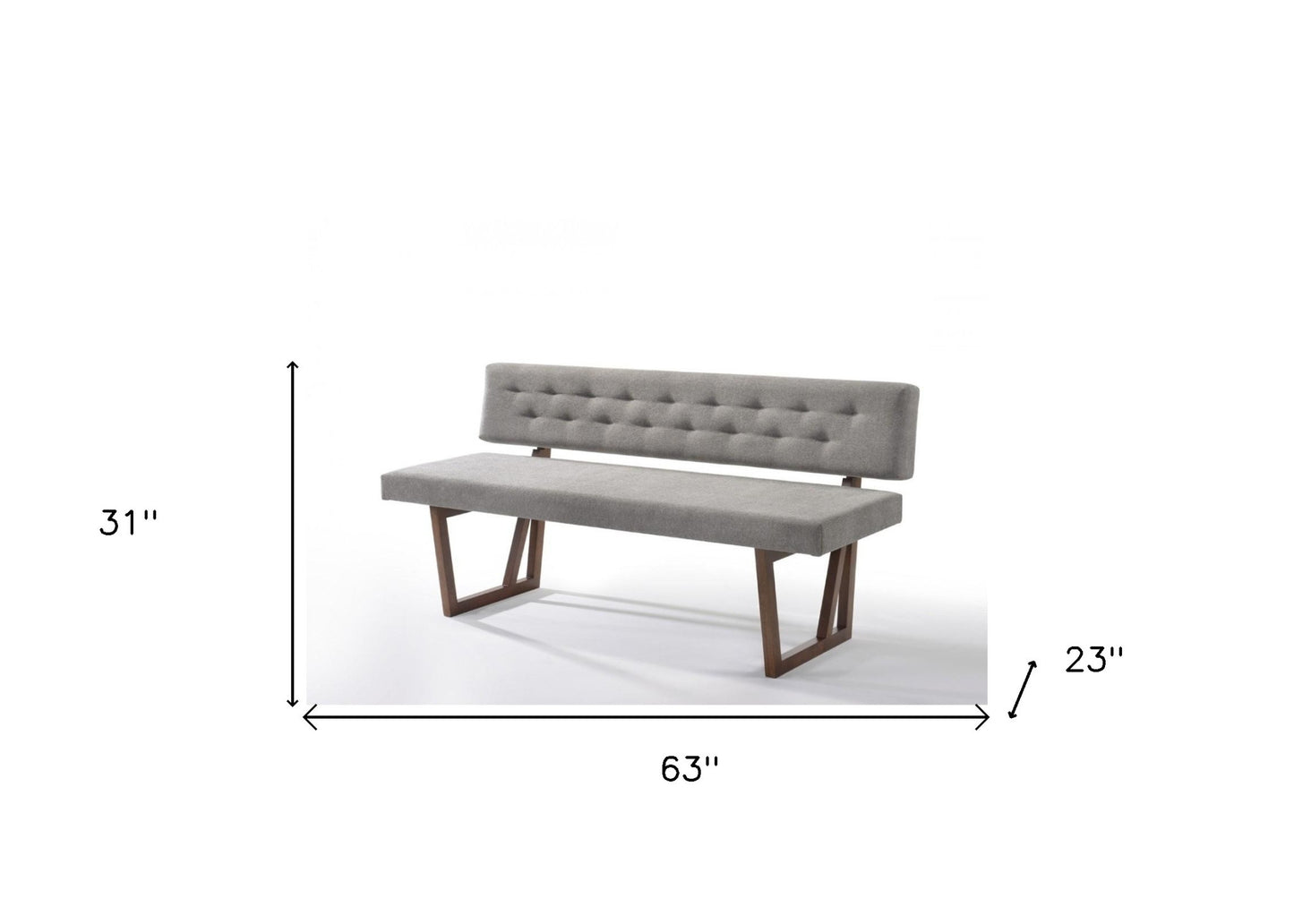 63" Gray and Brown Upholstered Linen Blend Dining Bench - Homeroots - Flyclothing LLC