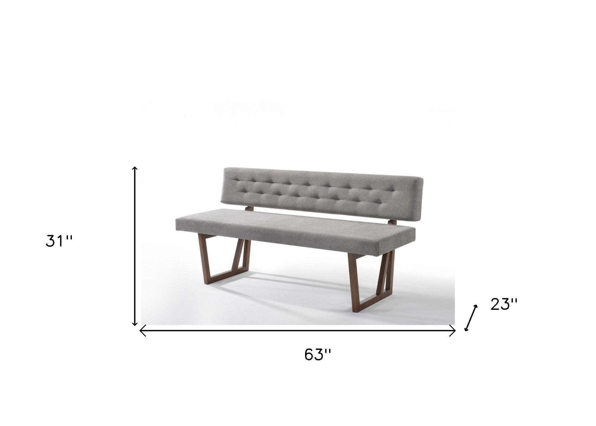 63" Gray and Brown Upholstered Linen Blend Dining Bench - Homeroots - Flyclothing LLC