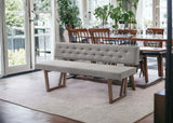 63" Gray and Brown Upholstered Linen Blend Dining Bench - Homeroots - Flyclothing LLC