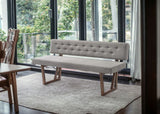 63" Gray and Brown Upholstered Linen Blend Dining Bench - Homeroots - Flyclothing LLC