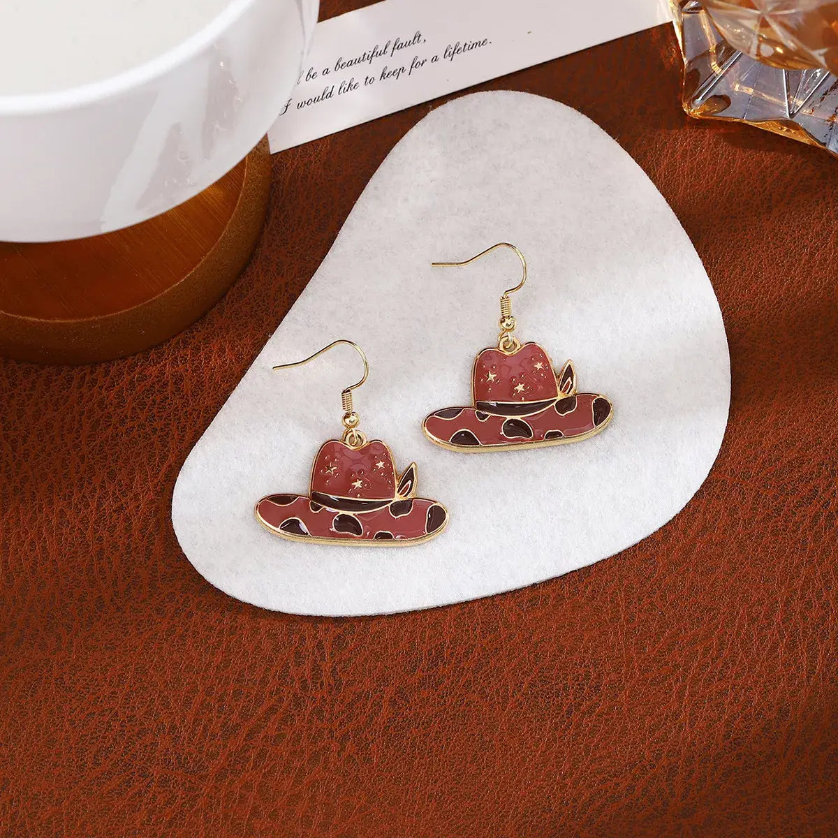 Cowboy Hat & Bottle Dangle Earrings - Trendsi - Flyclothing LLC