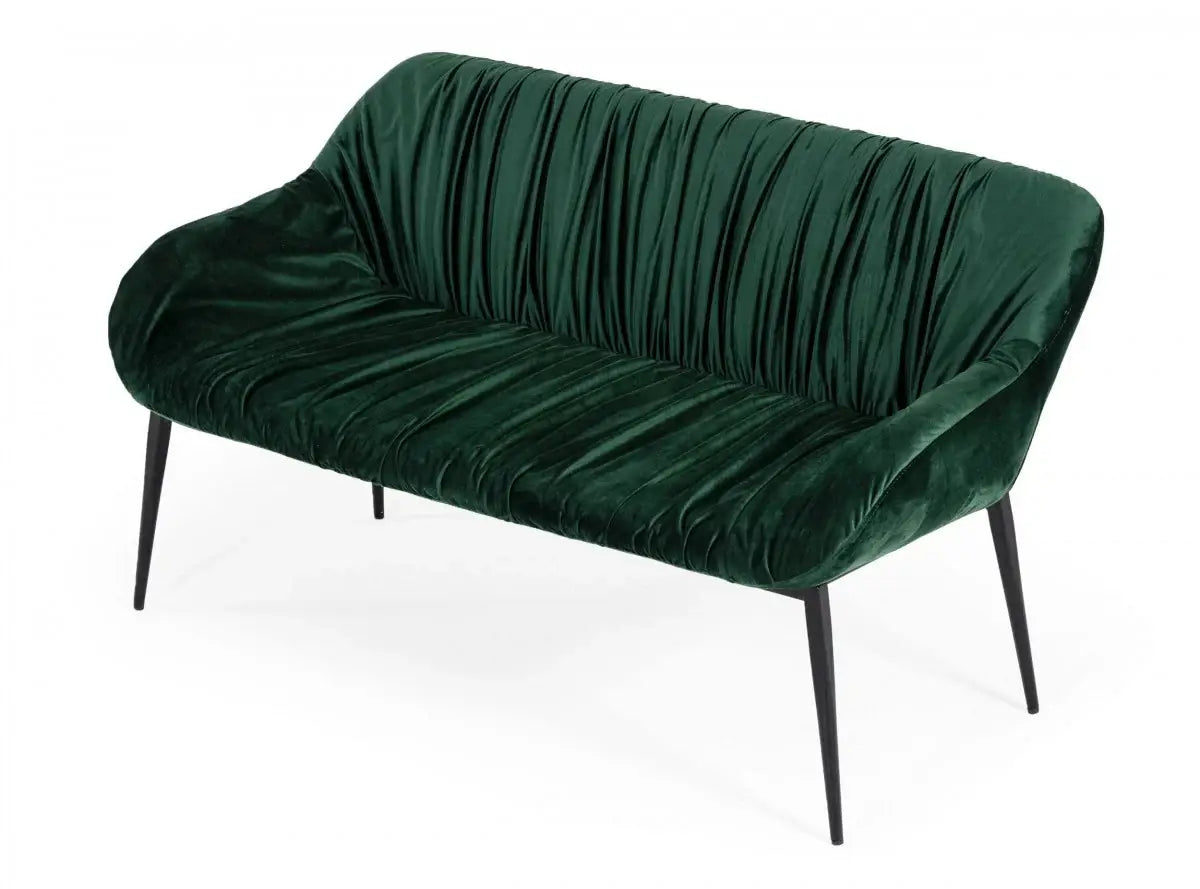 56" Green and Black Upholstered Velvet Dining Bench - Homeroots - Flyclothing LLC