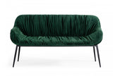 56" Green and Black Upholstered Velvet Dining Bench - Homeroots - Flyclothing LLC
