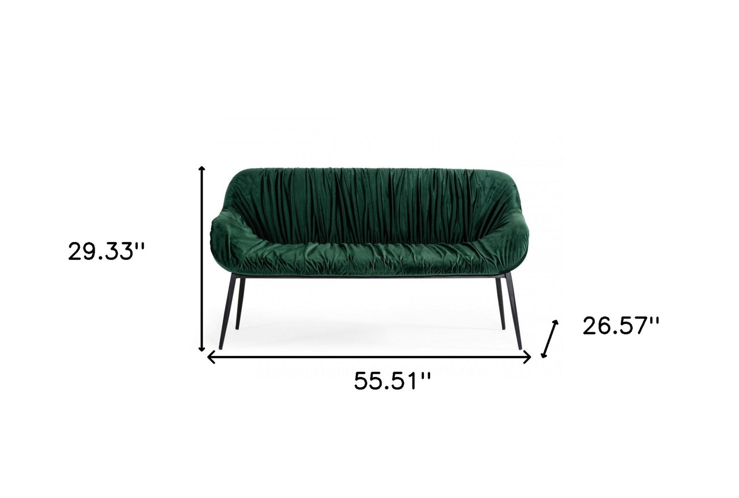 56" Green and Black Upholstered Velvet Dining Bench - Homeroots - Flyclothing LLC