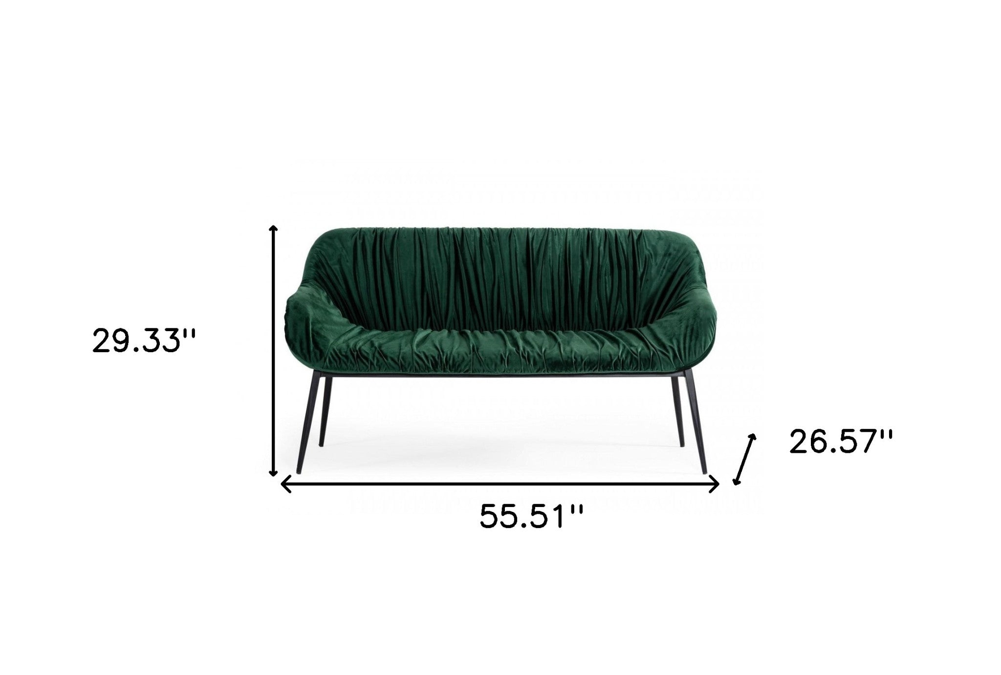 56" Green and Black Upholstered Velvet Dining Bench - Homeroots - Flyclothing LLC