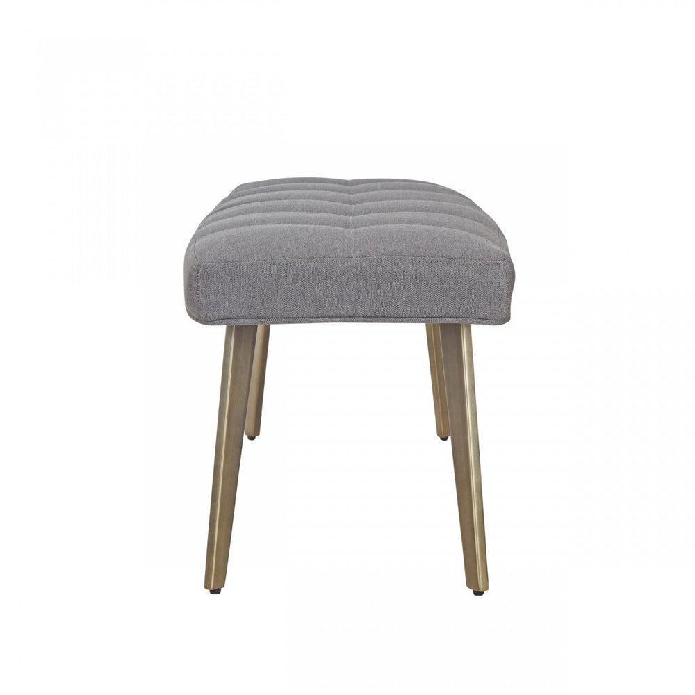 47" Gray and Antiqued Brass Upholstered Linen Blend Dining Bench - Homeroots