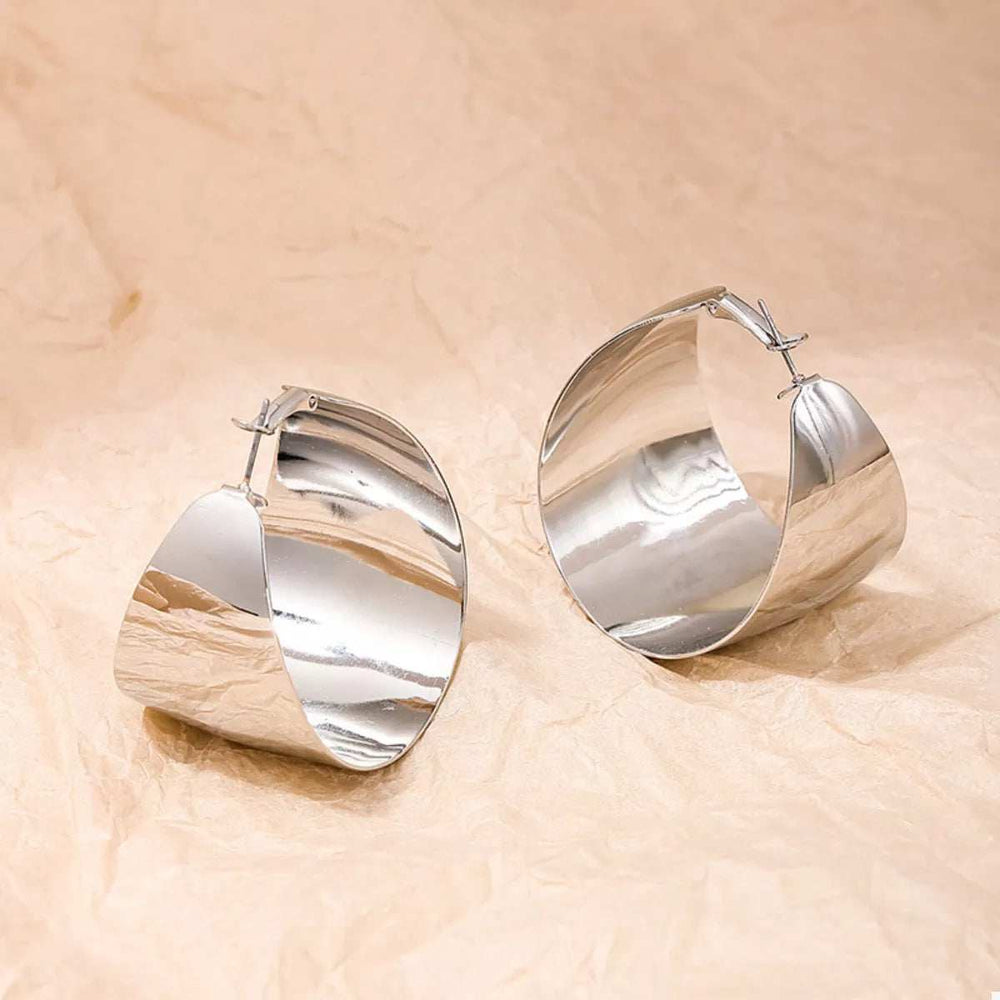 Alloy Wide Hoop Earrings - Trendsi - Flyclothing LLC