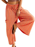 Contrast Striped Wide leg Pants - Trendsi - Flyclothing LLC