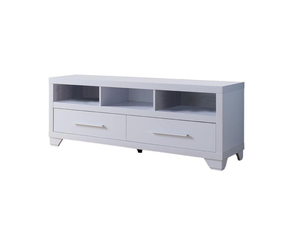 60" White Particle Board And Mdf Cabinet Enclosed Storage TV Stand - Homeroots