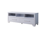 60" White Particle Board And Mdf Cabinet Enclosed Storage TV Stand - Homeroots