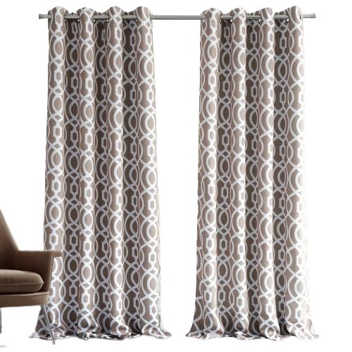 84" Taupe Trellis Black Out Window Curtain Panel - Homeroots - Flyclothing LLC