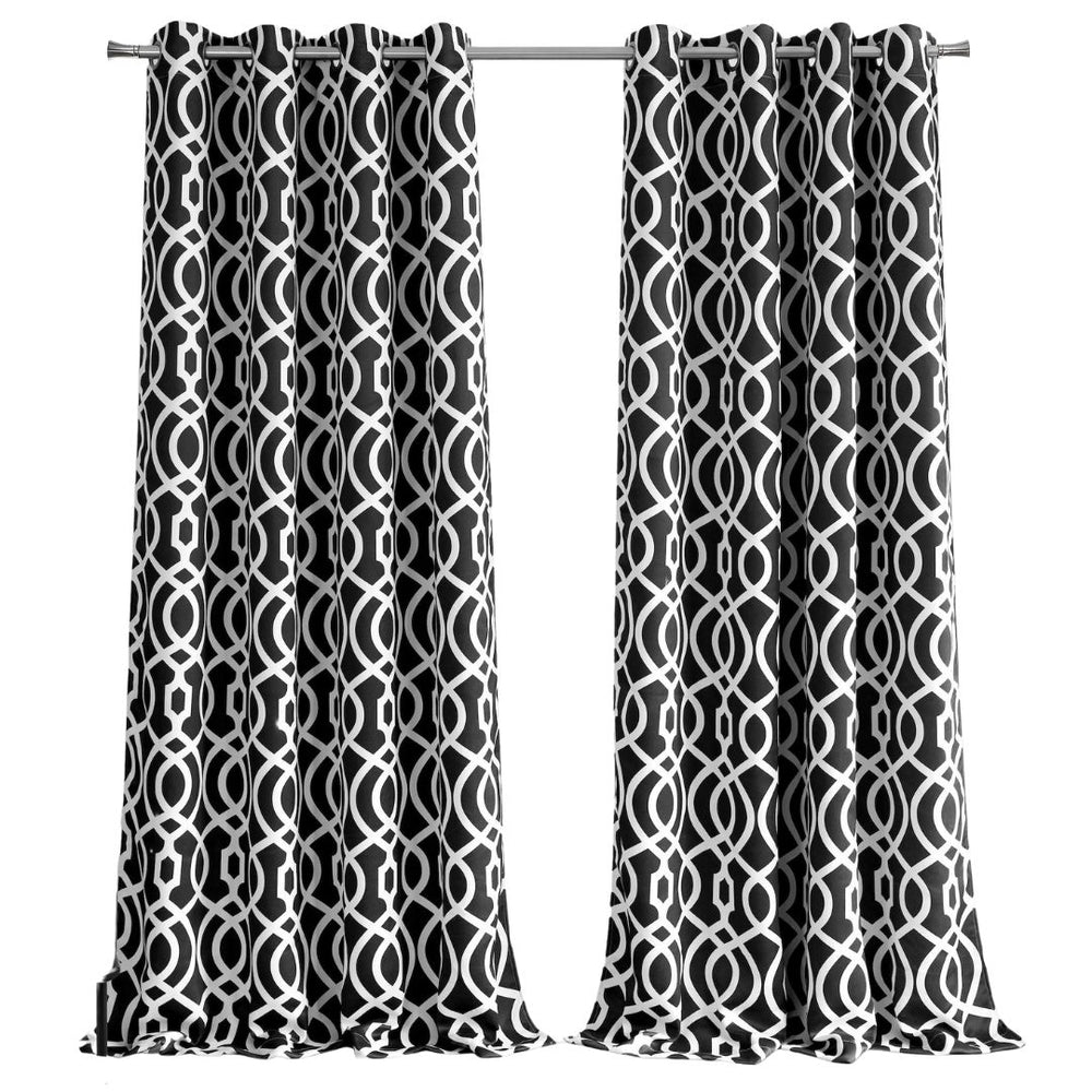 84" Jet Black Trellis Black Out Window Curtain Panel - Homeroots - Flyclothing LLC