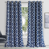 84" Navy Blue Trellis Black Out Window Curtain Panel - Homeroots - Flyclothing LLC