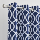 84" Navy Blue Trellis Black Out Window Curtain Panel - Homeroots - Flyclothing LLC
