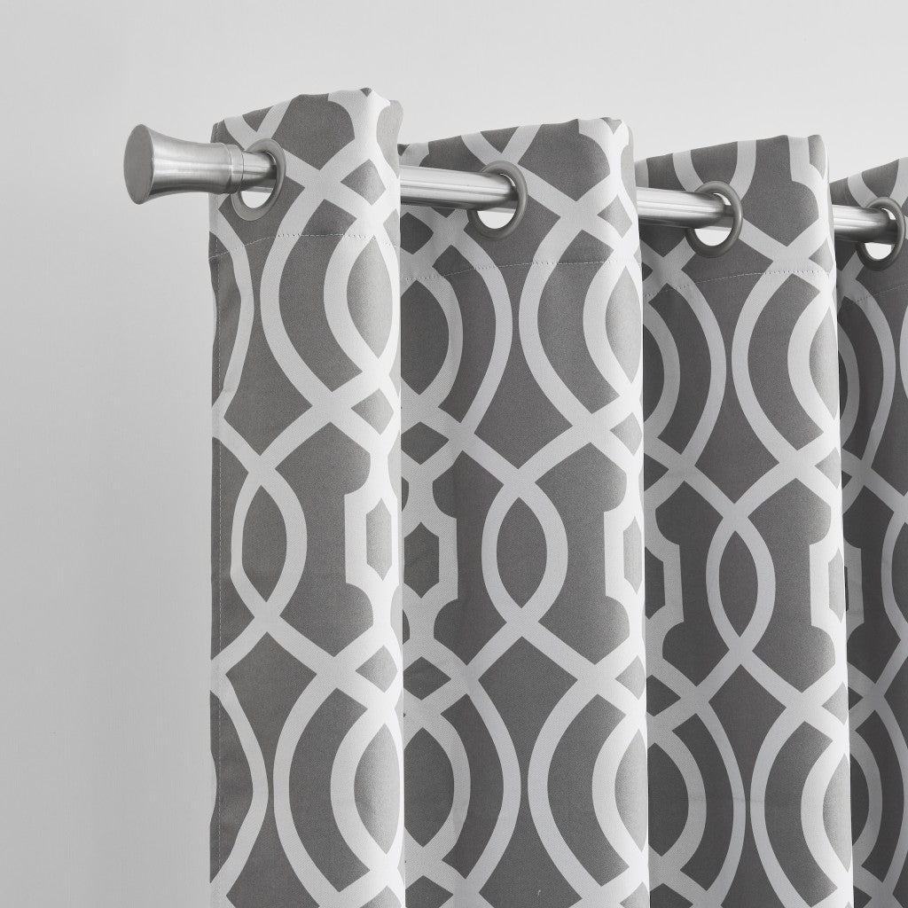 84" Gray Trellis Black Out Window Curtain Panel - Homeroots - Flyclothing LLC