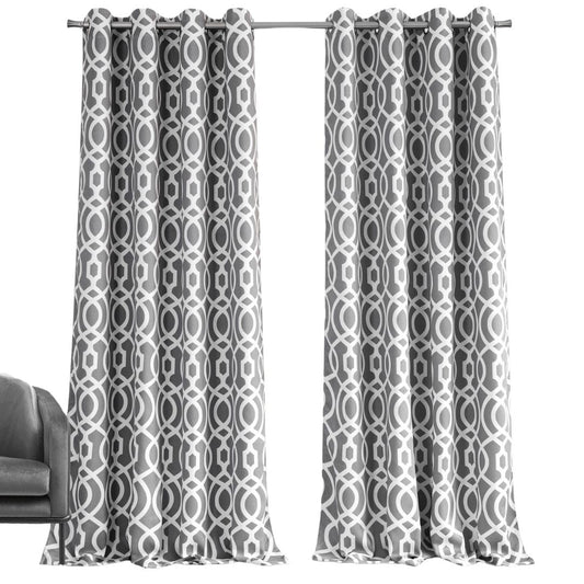 84" Gray Trellis Black Out Window Curtain Panel - Homeroots