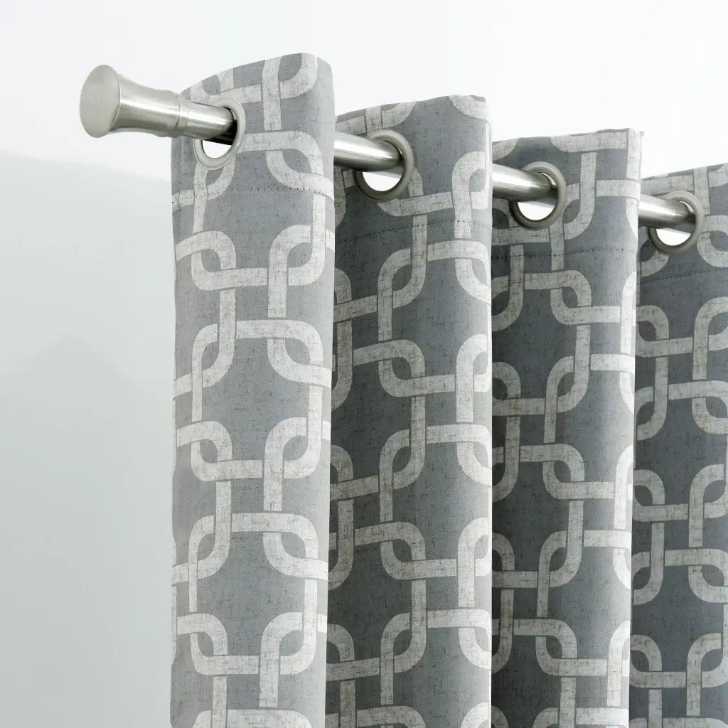 84” Silver Interlock Pattern Window Curtain Panel - Homeroots - Flyclothing LLC