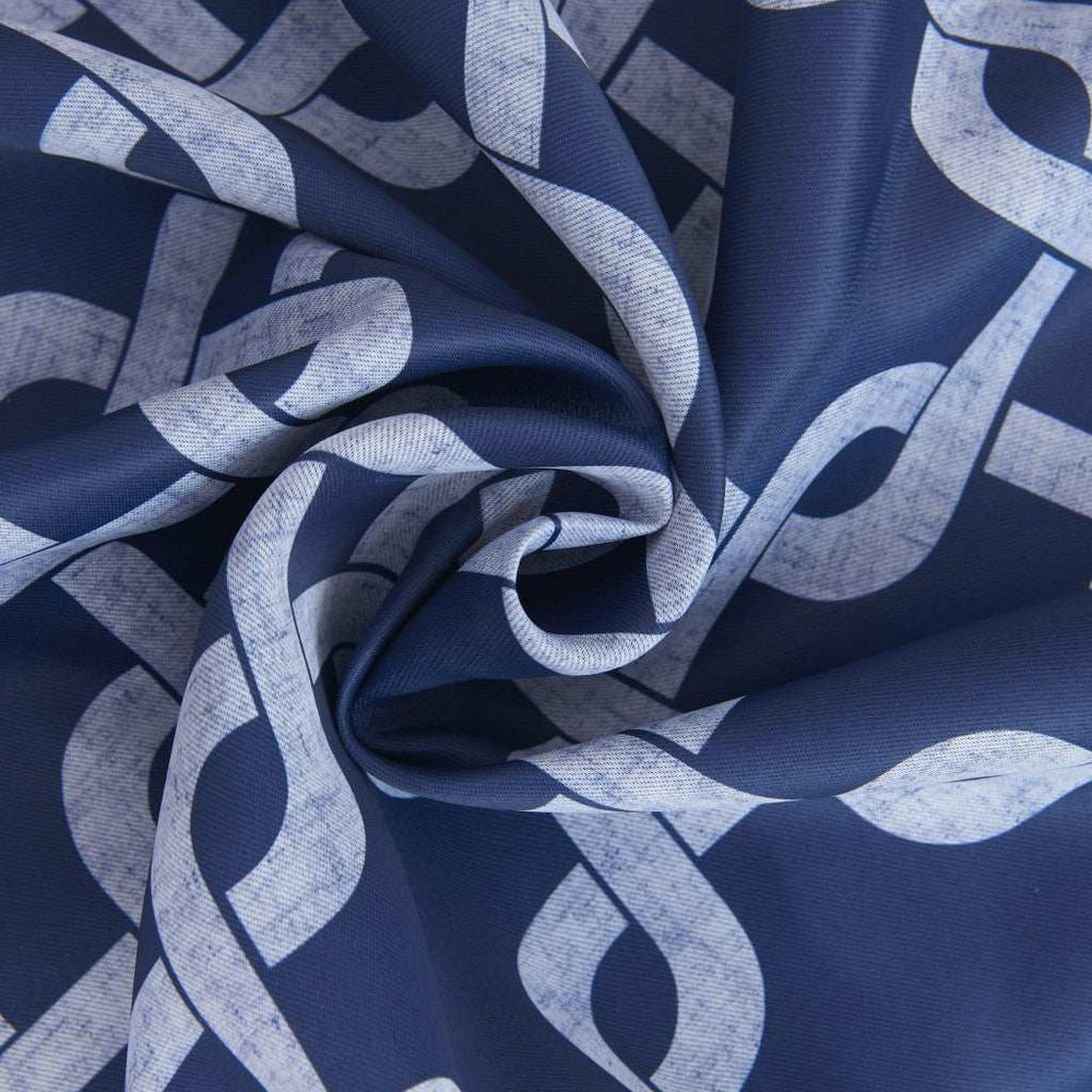 84” Navy Interlock Pattern Window Curtain Panel - Homeroots - Flyclothing LLC