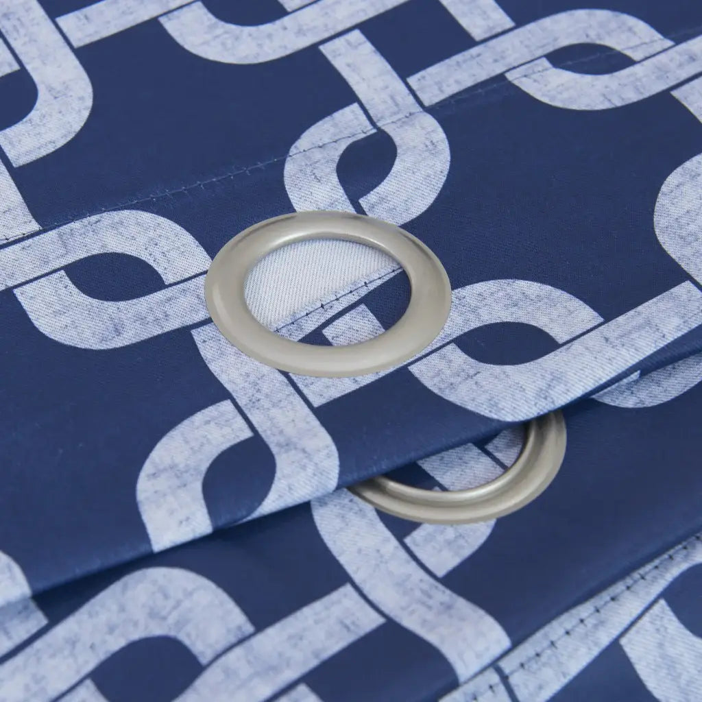 84” Navy Interlock Pattern Window Curtain Panel - Homeroots - Flyclothing LLC