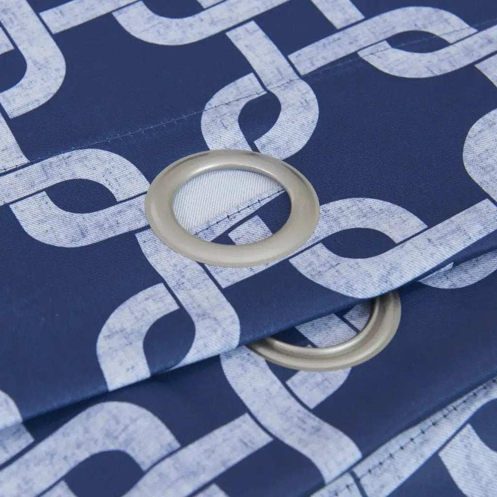 84” Navy Interlock Pattern Window Curtain Panel - Homeroots - Flyclothing LLC